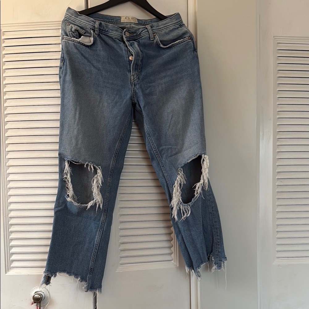 Women's Distressed Blue Jeans